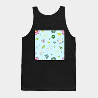 Garden flowers on blue Tank Top